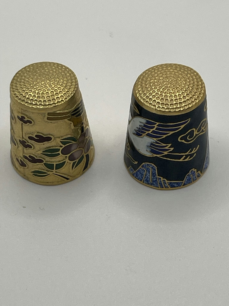 Pair of Decorative Cloisonne Enamel Thimbles - image 2 of 6