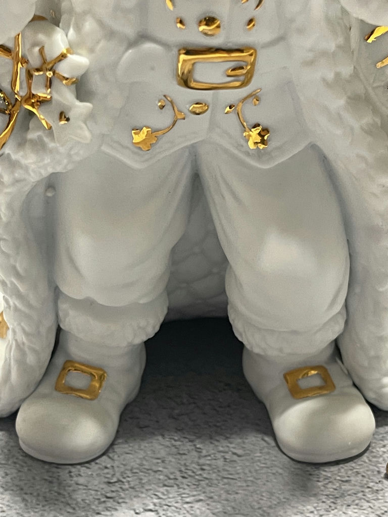 White and Gold Santa Figurine with Fireplace and Armchair Decor Set - image 4 of 13