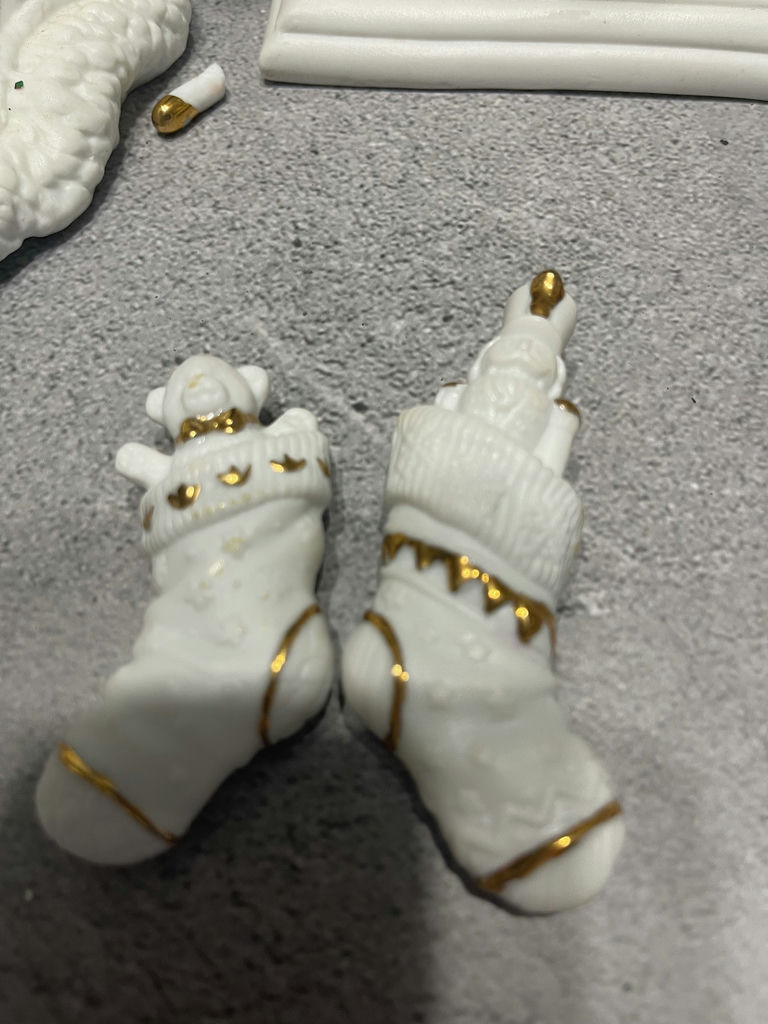 White and Gold Santa Figurine with Fireplace and Armchair Decor Set - image 10 of 13