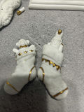 White and Gold Santa Figurine with Fireplace and Armchair Decor Set - thumbnail 10 of 13