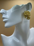 Vintage Brutalist Gold Toned Pierced Earrings - thumbnail 7 of 8