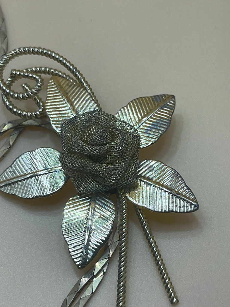 Gold Flower Necklace, Pin And Clip On Earrings - image 8 of 12