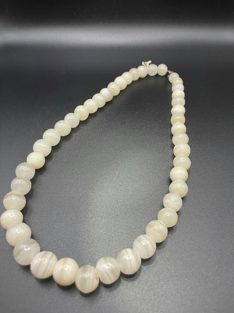 White Agate VIntage Beaded Necklace - image 1 of 12
