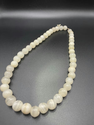 White Agate VIntage Beaded Necklace - Image 1 of 12