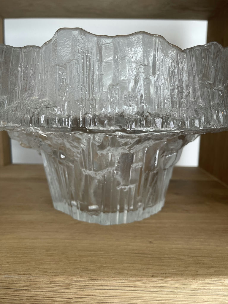 Wirkkala Midcentury Textured Glass Pedestal Bowl - image 5 of 8