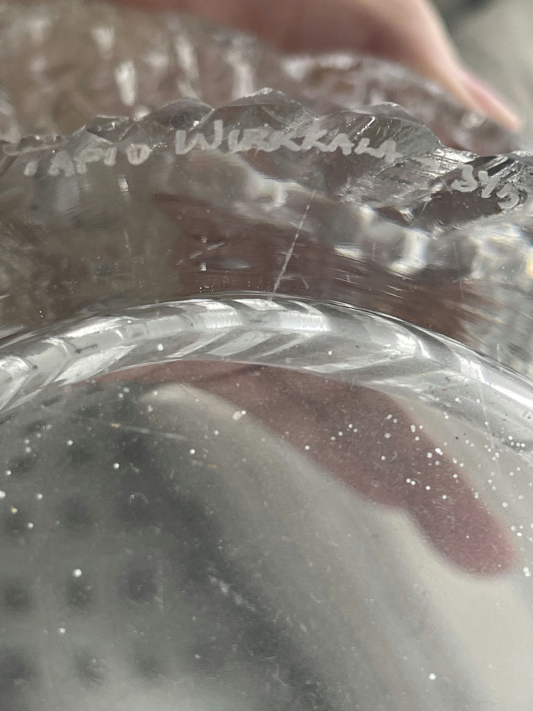 Wirkkala Midcentury Textured Glass Pedestal Bowl - image 8 of 8