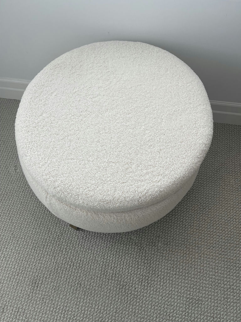 White Storage Pouf - image 1 of 6