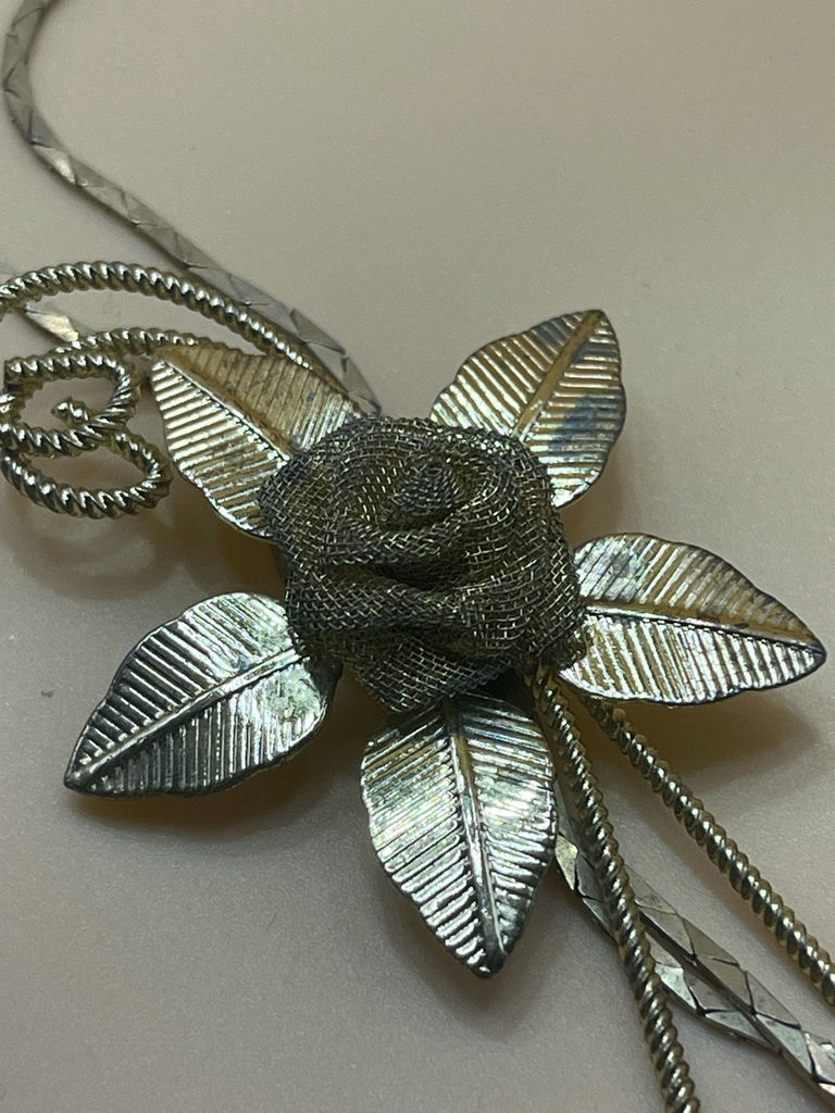 Gold Flower Necklace, Pin And Clip On Earrings - image 9 of 12
