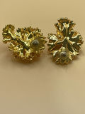 Vintage Brutalist Gold Toned Pierced Earrings - thumbnail 5 of 8