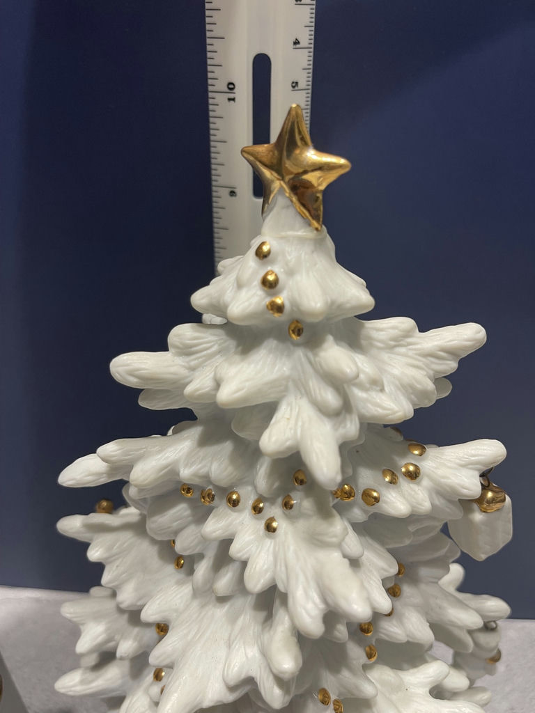 White Ceramic Christmas Tree and Nutcracker Arch Figurine - image 2 of 9