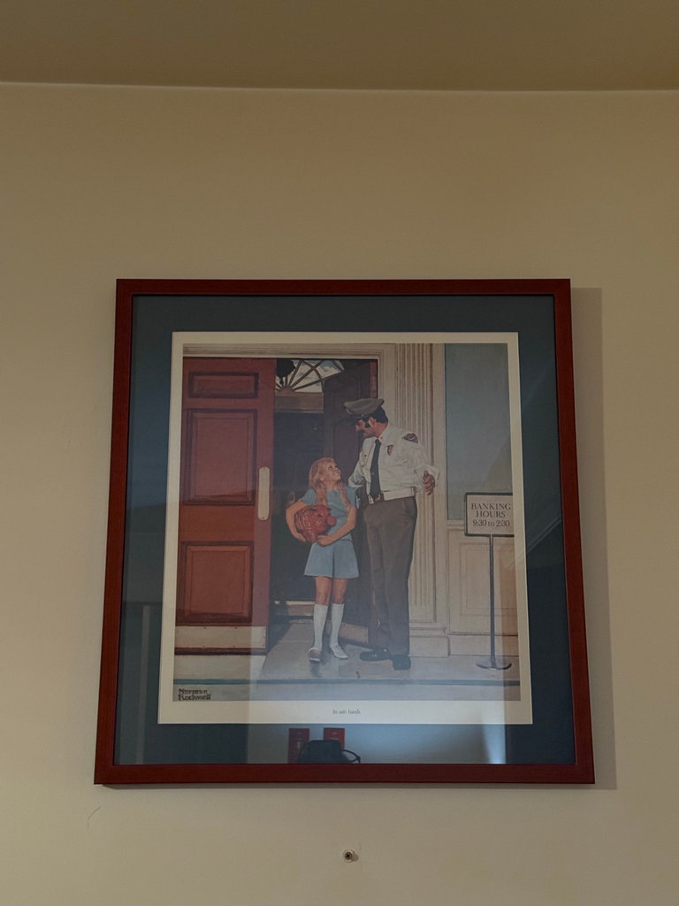 Framed Norman Rockwell Print 'In Safe Hands' with Auction Lot Card - image 3 of 8