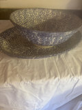 Roma Bowl Vintage blue speckled ceramic bowl and matching platter - thumbnail 1 of 9
