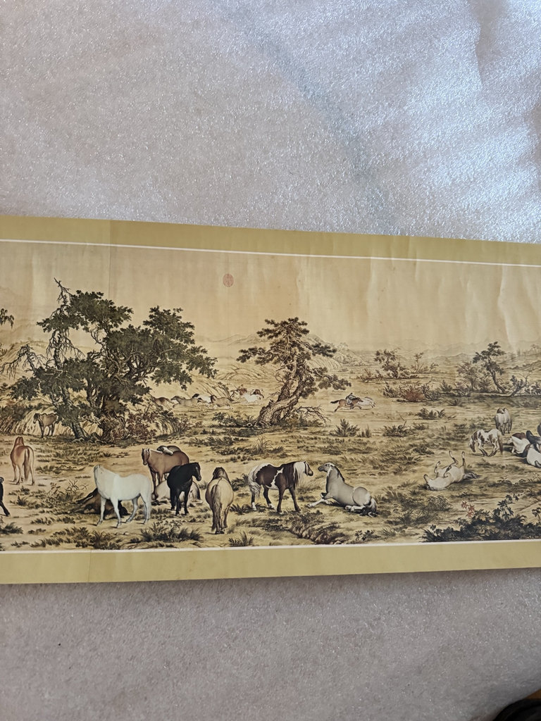 Hundred Horses scroll painting with Giuseppe Castiglione references - image 2 of 5