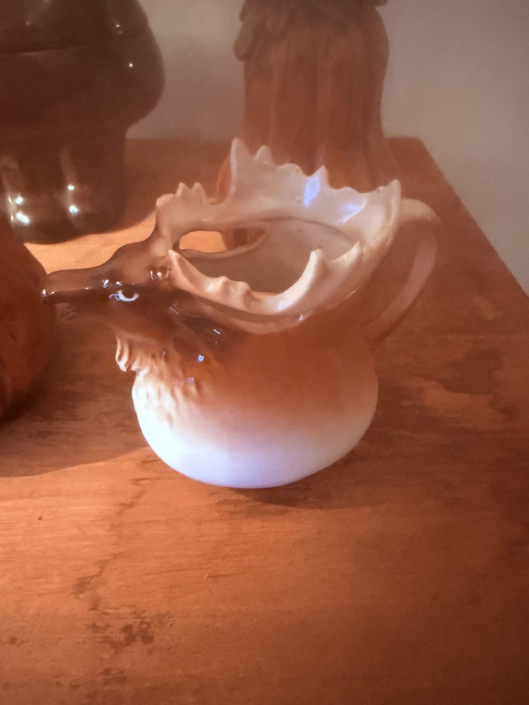 Brown ceramic rooster figurines with a white Vienna Austria porcelain piece - image 2 of 10