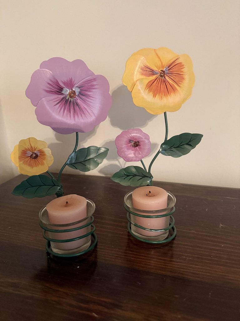 Pair of Metal Flower Candle Holders - image 5 of 5