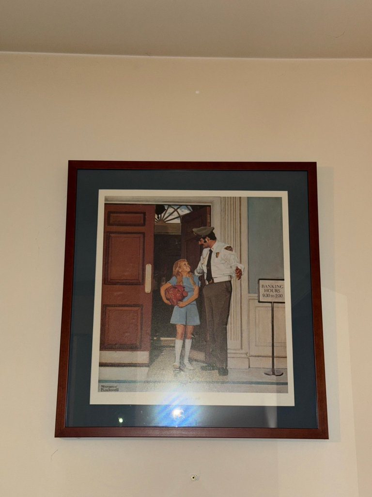 Framed Norman Rockwell Print 'In Safe Hands' with Auction Lot Card - image 2 of 8