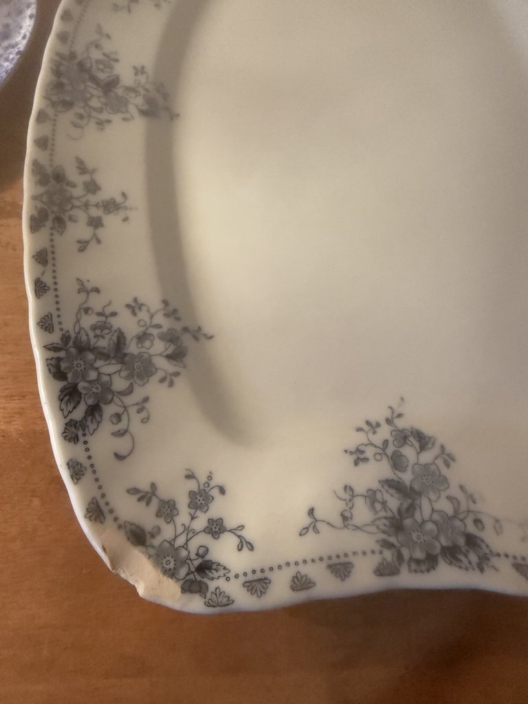 Blue and white Shelley bone china teacup with saucer and platter - image 4 of 7