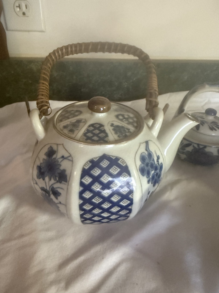 Folk Craft Sponge Nantucket & Otagiri Blue and White Porcelain Tea Set with Accessories - image 5 of 10