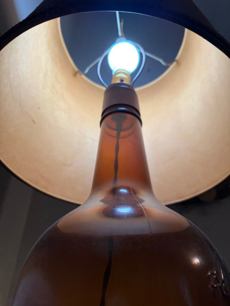 Old Overholt Whiskey Bottle Lamp with Burlap Shade - image 4 of 7