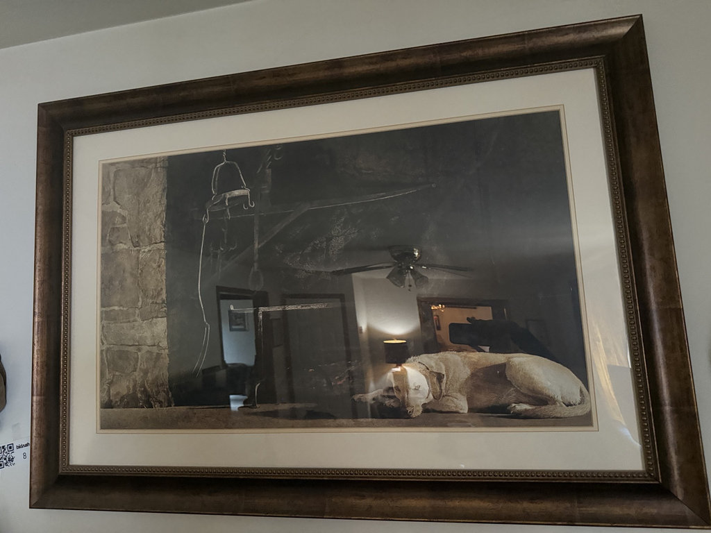 Framed dog print and decorative wooden sign - image 2 of 6