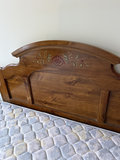 Twin size Wooden bed frame with carved headboard and quilted mattress - thumbnail 2 of 3