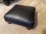 Square black leather-top stool with wooden ball feet - thumbnail 5 of 9
