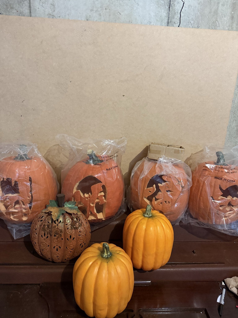 Assorted Halloween pumpkins and decorative pumpkin lanterns - image 1 of 5