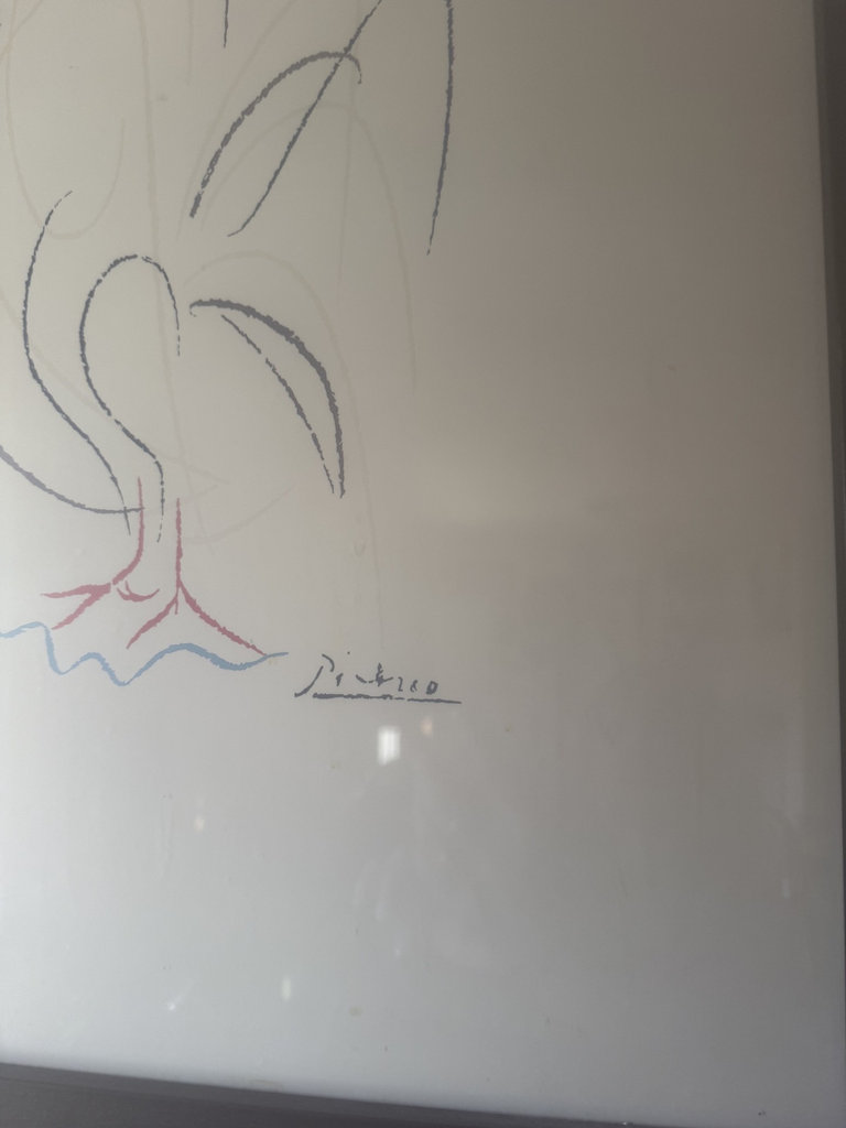 Framed collograph abstract rooster drawing with Picasso label - image 2 of 4