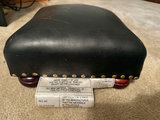 Square black leather-top stool with wooden ball feet - thumbnail 1 of 9