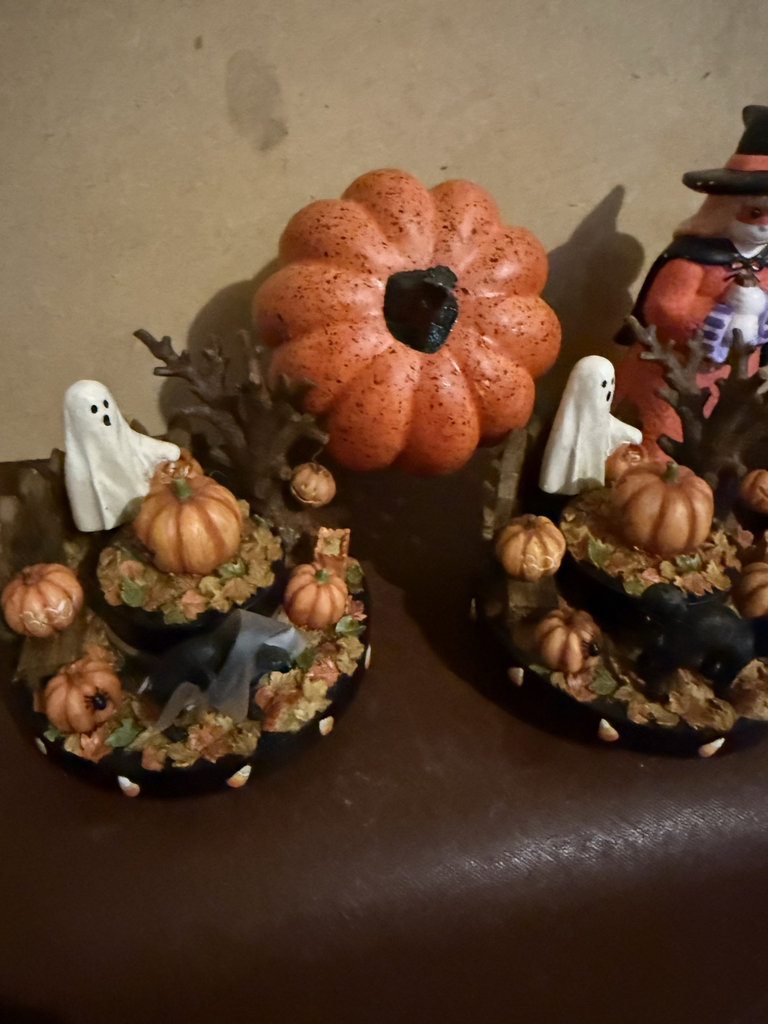 Blue Halloween Haunted House with Pumpkins and Ghosts - image 2 of 6