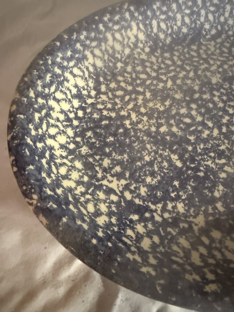 Roma Bowl Vintage blue speckled ceramic bowl and matching platter - image 3 of 9