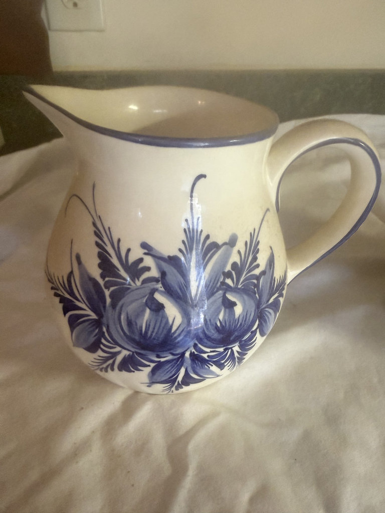 Two ceramic pitchers with floral and rooster designs - image 2 of 8