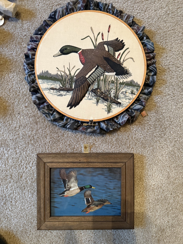 Duck-themed decorative collection with carved decoys, metal bank, and framed art - image 17 of 20