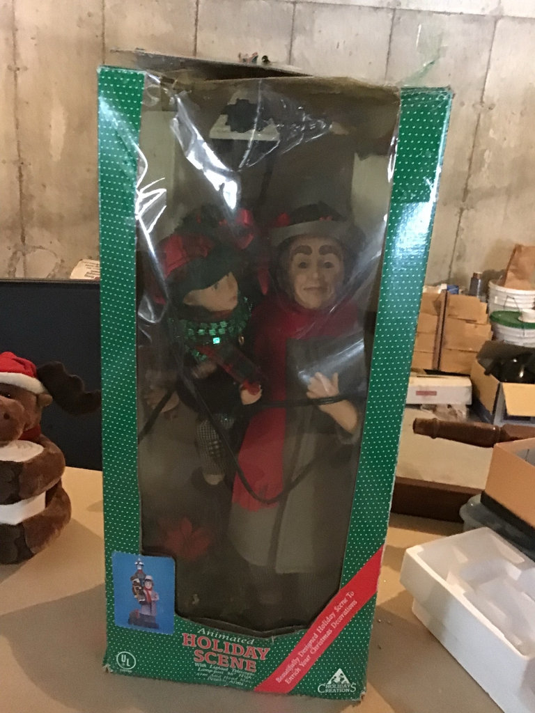 Vintage Holiday Creations Animated Lamp Post Scene: Scrooge & Tiny Tim - image 1 of 2