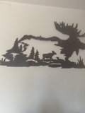 Moose and Forest Silhouette Metal Wall Art - thumbnail 1 of 4