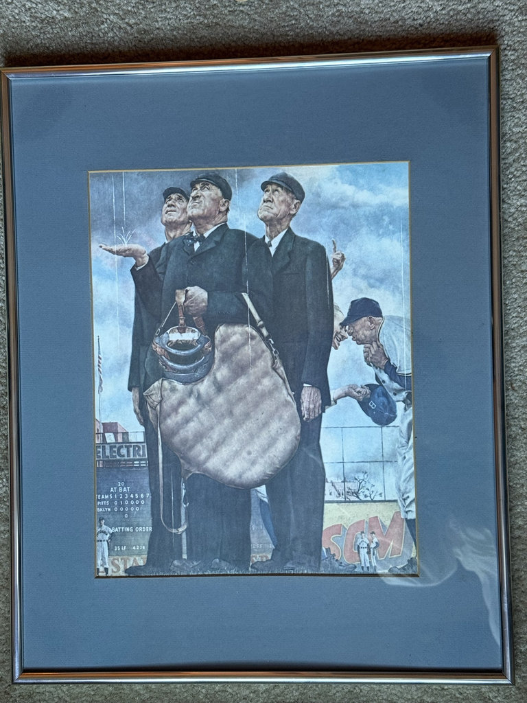 Framed Norman Rockwell print 'Tough Call' - image 1 of 4