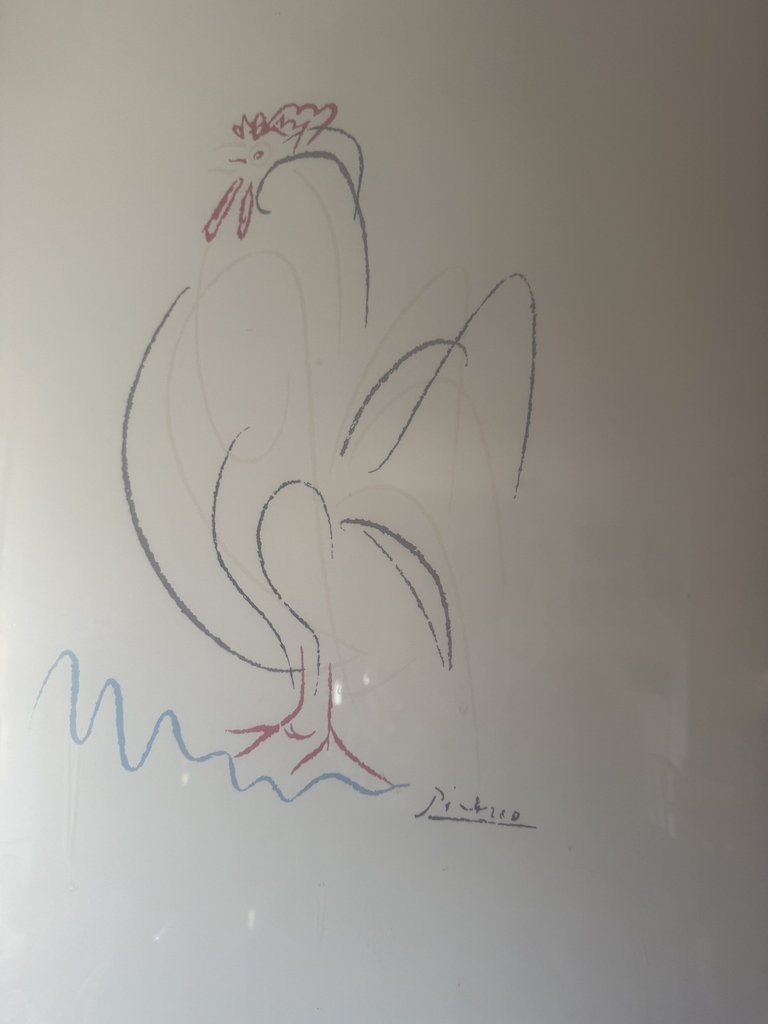 Framed collograph abstract rooster drawing with Picasso label - image 3 of 4