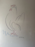 Framed collograph abstract rooster drawing with Picasso label - thumbnail 3 of 4