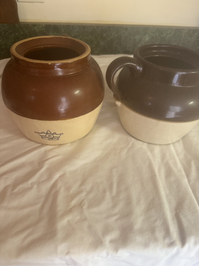 Two-tone ceramic crocks - image 1 of 4