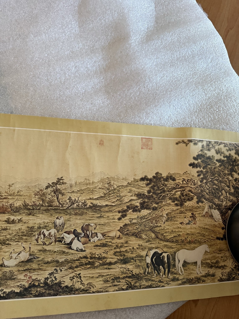 Hundred Horses scroll painting with Giuseppe Castiglione references - image 3 of 5