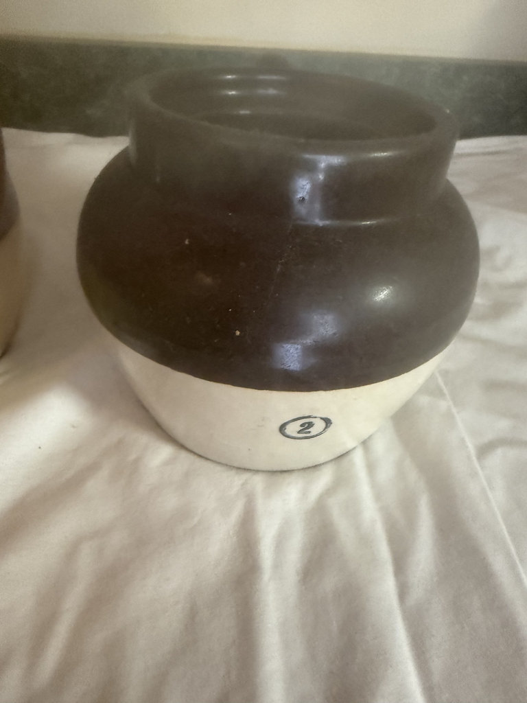 Two-tone ceramic crocks - image 3 of 4