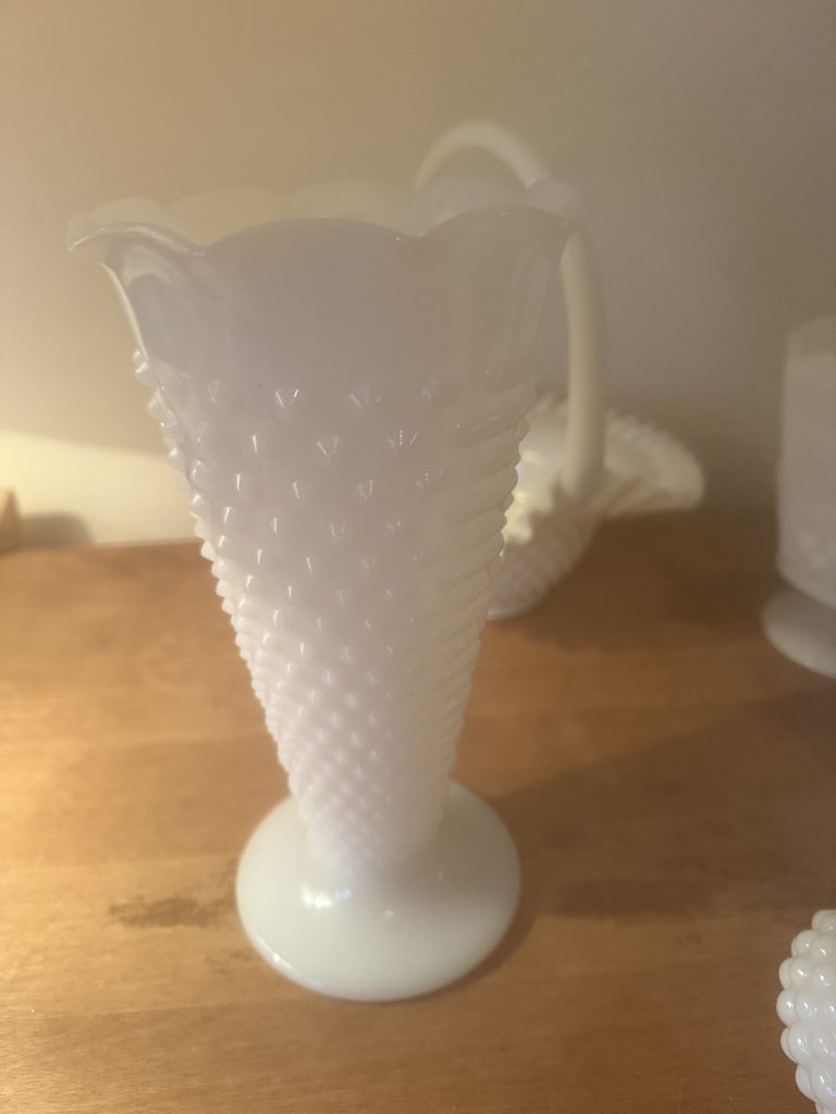Milk glass hobnail decor set (vases and salt shakers) - image 7 of 11