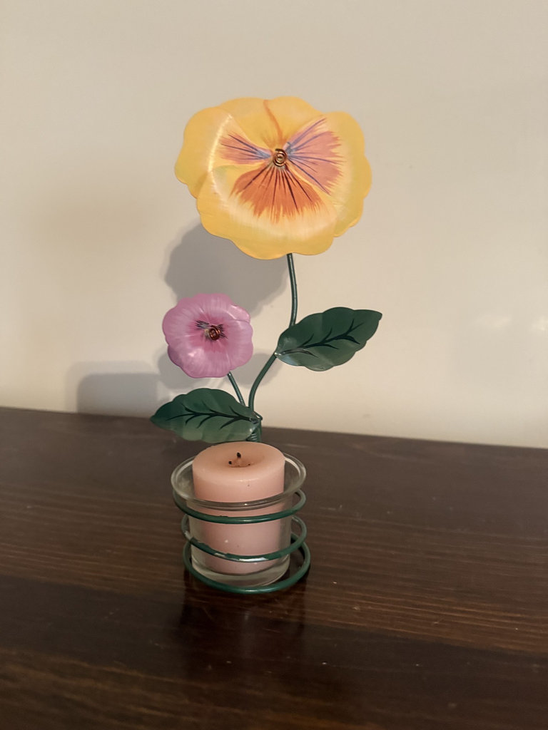 Pair of Metal Flower Candle Holders - image 3 of 5