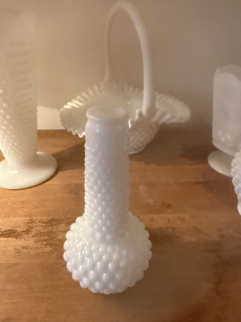 Milk glass hobnail decor set (vases and salt shakers) - image 5 of 11