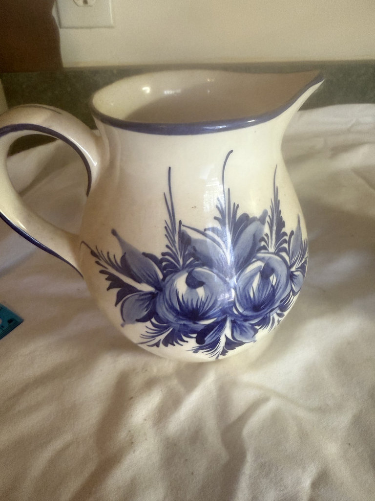Two ceramic pitchers with floral and rooster designs - image 3 of 8