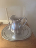 Queen Anne silver-plated pitcher with tray and candlesticks - thumbnail 1 of 7