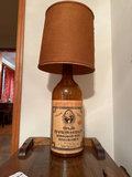 Old Overholt Whiskey Bottle Lamp with Burlap Shade - thumbnail 1 of 7