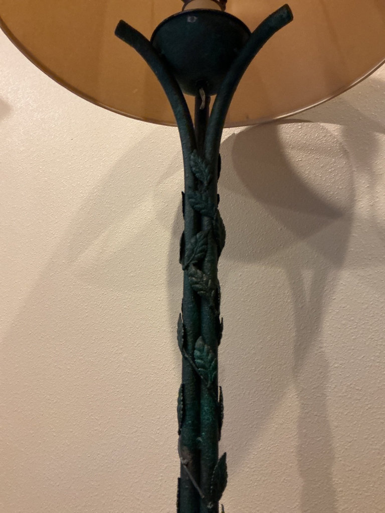 Green vine floor lamp with beige shade - image 3 of 4