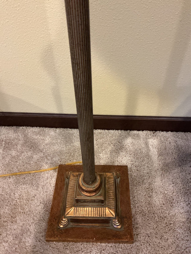 Floor lamp with decorative metal base and fabric shade - image 5 of 6