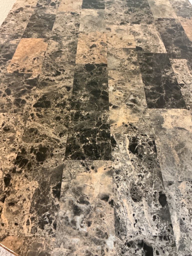 Wooden X-back chair with a marble like table - image 3 of 6